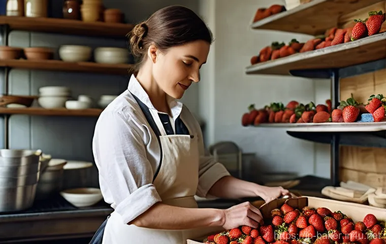 제과제빵 제품 품질 관리 요령 - **Prompt: Artisan's Delicate Touch on Fresh Ingredients**
    Create an image of a skilled pastry ch...